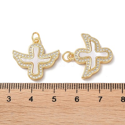 Brass Micro Pave Clear Cubic Zirconia Pendants KK-B083-33D-G-1