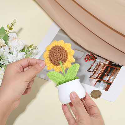 1Pc Sunflower Yarn & PVC Display Decoration DJEW-SC0001-19-1
