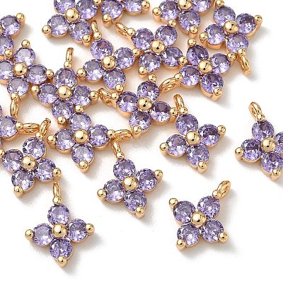 SHEGRACE Brass Cubic Zirconia Charms XGRQ4H136-680G-B-1