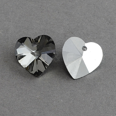 Heart Electroplated Glass Pendants EGLA-R082-02-1