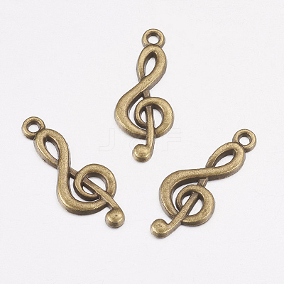 Tibetan Style Alloy Treble Clef Pendants X-TIBEP-R315-AB-FF-1