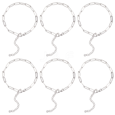 12Pcs 304 Stainless Steel Paperclip Chains Bracelets BJEW-SC0001-40-1