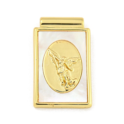 Rack Plating Brass Pave Shell Pendants KK-Z053-26G-02-1