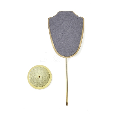 Bust Shaped Microfiber Necklace Display Stands with Golden Tone Aluminum Alloy Support ODIS-H006-01A-1