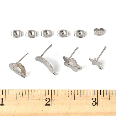 16Pcs 4 Styles 304 Stainless Steel Stud Earring Findings STAS-FS0001-85P-1