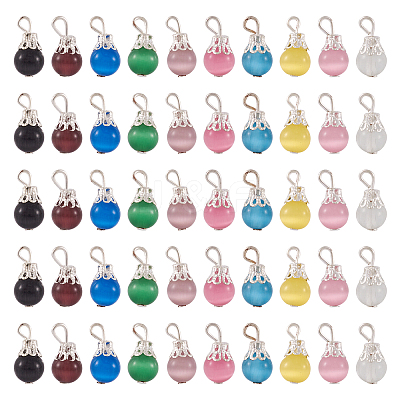 Cat Eye Pendants HJEW-TA0001-02S-1