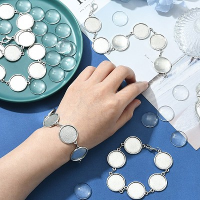 DIY Blank Dome Alloy Link Chain Bracelet Making Kit BJEW-DC00001-1