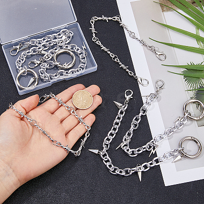 6Pcs 3 Style Aluminum Boot Strap Chains HJEW-HS00095-1