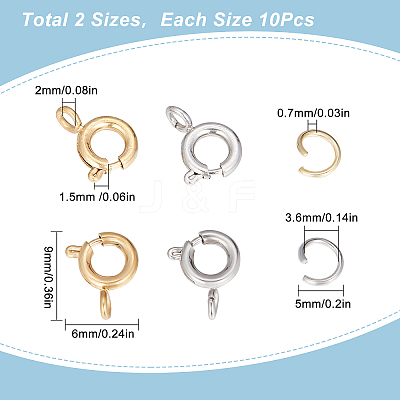 20Pcs 2 Clolors 304 Stainless Steel Smooth Surface Spring Ring Clasps STAS-SC0004-42-1