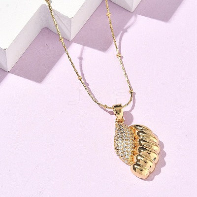 304 Stainless Steel Micro Pave Clear Cubic Zirconia Pendant Necklaces for Women NJEW-Z103-01G-03-1