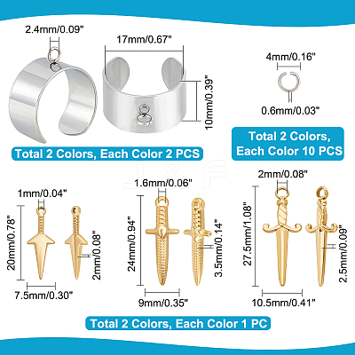 DIY Dagger Charm Ring Making Kit DIY-UN0004-64-1