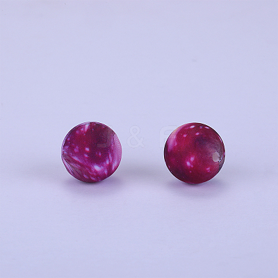 Printed Round Silicone Focal Beads SI-JX0056A-25-1