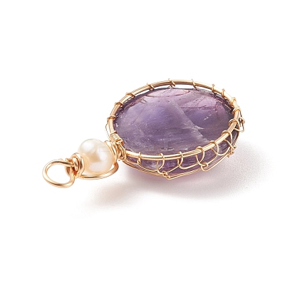Natural Amethyst Pendants PALLOY-JF01556-01-1