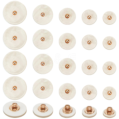50Pcs 5 Styles 1-Hole Resin Shank Buttons BUTT-CY0001-43-1