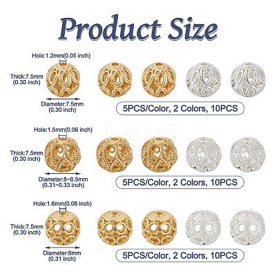 30Pcs 6 Style Brass Beads KK-TA0001-24-1