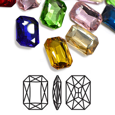 Faceted Rectangle K9 Glass Pointed Back Rhinestone Cabochons RGLA-A017-13x18mm-SM-1