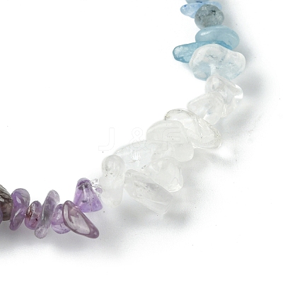 Natural Quartz Crystal & Lapis Lazuli & Apatite & Amethyst & Dyed Howlite Chip Beaded Stretch Bracelets for Women BJEW-JB10817-1