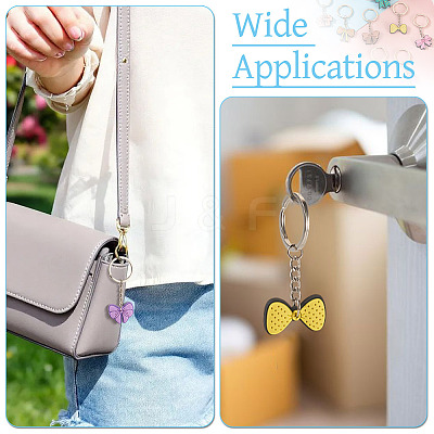 13Pcs 13 Styles PVC Plastic Bowknot Keychains KEYC-TA0001-55-1