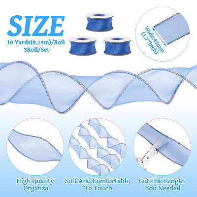 3 Rolls Polyester Organza Ribbons SRIB-TA0001-26A-1