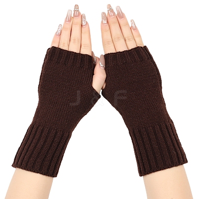 Acrylic Fiber Knitted Mittens Fingerless Gloves PW-WG36FCF-05-1