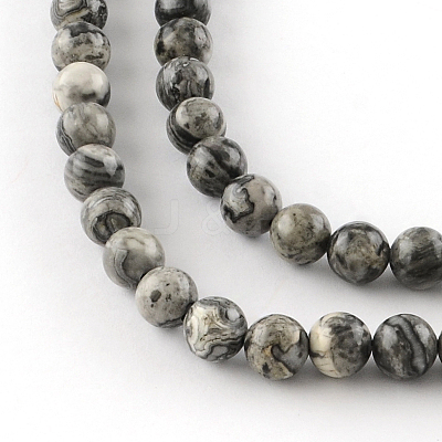 Natural Map Stone/Picasso Stone/Picasso Jasper Beads Strands X-G-S188-6mm-1