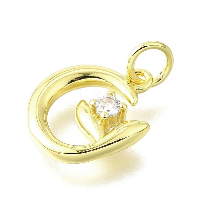 Brass Micro Pave Cubic Zirconia Pendants KK-V007-23G-1