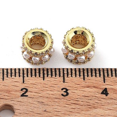 Rack Plating Brass Micro Pave Cubic Zirconia European Beads KK-P247-15G-1