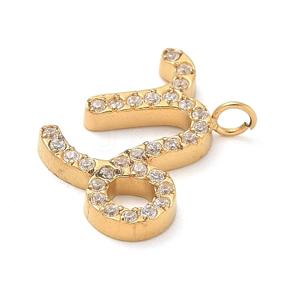 Ion Plating(IP) 304 Stainless Steel Micro Pave Cubic Zirconia Charms STAS-Z107-09G-12-1