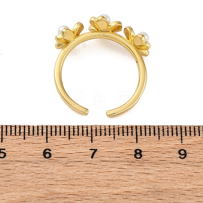 Flower Brass Open Cuff Rings for Women LS-RJEW-G341-01G-1