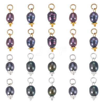 20Pcs 2 Style Natural Cultured Freshwater Pearl Pendants PALLOY-TAC0203-1
