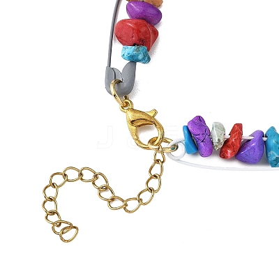 Synthetic Turquoise Chip Beaded Bracelets for Women BJEW-JB12783-1