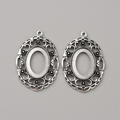 Tibetan Style Zinc Aolly Cabochon Connector Settings FIND-WH0152-305H-1