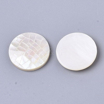 Natural White Shell Mother of Pearl Shell Cabochons SSHEL-N034-42-1