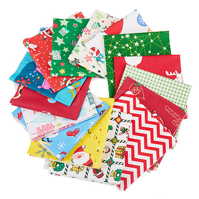 15Pcs 2 Bags 2 Styles Christmas Cotton Fabric DIY-TA0014-62-1