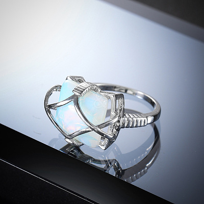 Brass & Opalite Finger Rings FS-WG78CCB-04-1