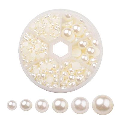 1Box ABS Plastic Imitation Pearl Dome Cabochons SACR-JP0001-24-1