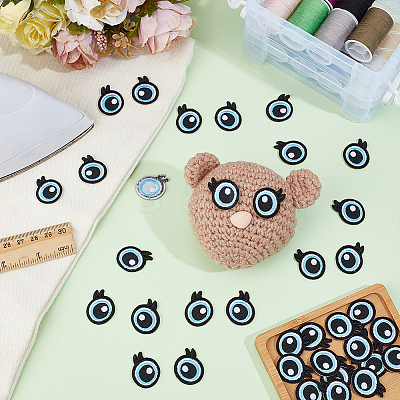 20 Pairs Polyester Eye Cloth Patches PATC-PH0001-71B-1