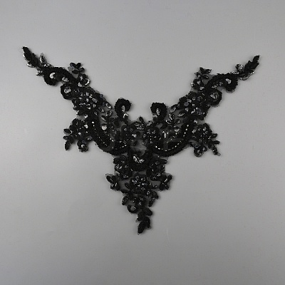 Hand Sewing Flower Pattern Rhinestone Costume Appliques PATC-WH0009-08B-1
