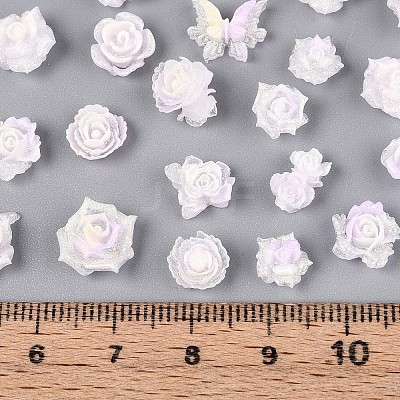 Luminous Flower Resin Cabochons CRES-T025-10H-1