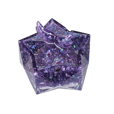 Resin Storage Box & Natural Amethyst Chips Decorations PW-WG11533-05-1