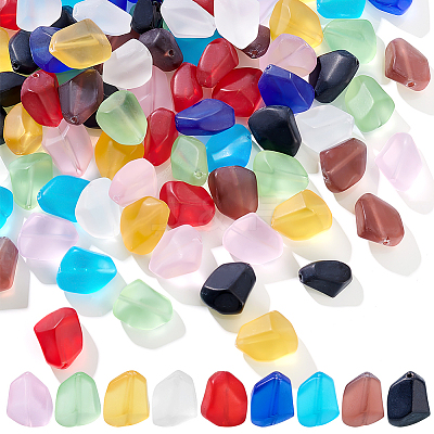 90Pcs 9 Colors Transparent Frosted Glass Beads FGLA-PH0001-07-1