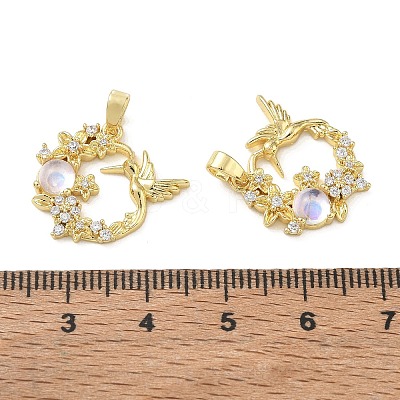 Brass Micro Pave Clear Cubic Zirconia Pendants CU-CBA8C34-06G-02-1