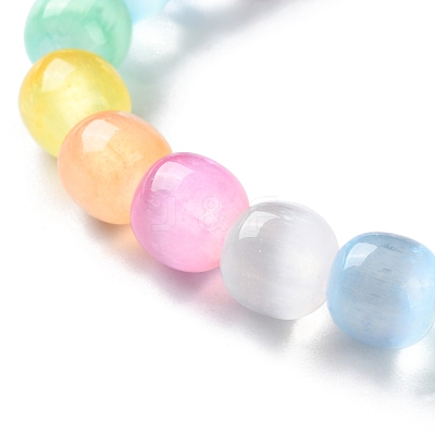 Dyed Natural Selenite Round Beaded Stretch Bracelets for Women BJEW-G731-01A-1