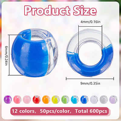 600Pcs 12 Colors Transparent Resin Beads RESI-GO0001-07-1