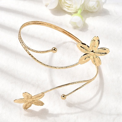 304 Stainless Steel Arm Cuff Bangles for Women BJEW-B152-01G-B-1