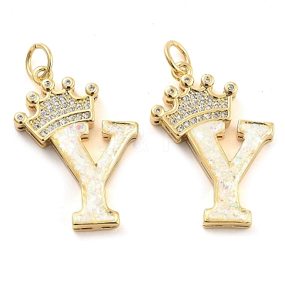 Brass Micro Pave Clear Cubic Zirconia Pendants KK-G498-01Y-02-1