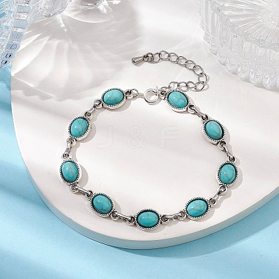 Alloy Resin Oval Link Chain Bracelets for Women BJEW-JB10131-1