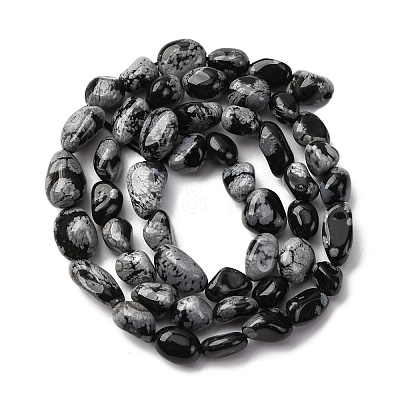 Natural Snowflake Obsidian Beads Strands G-K395-A04-01-1