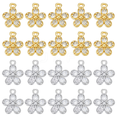 20Pcs 2 Colors Brass with Cubic Zirconia Charms KK-PH0012-42-1