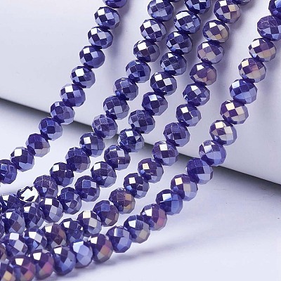 Electroplate Glass Beads Strands EGLA-A034-P1mm-B07-1